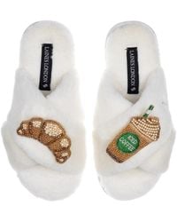 Laines London - Classic Laines Slippers With Iced Coffee & Croissant Brooches - Lyst