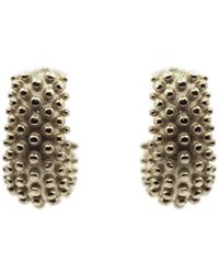VicStoneNYC Fine Jewelry - Unique Ball Textured Sterling Hoop Earrings - Lyst