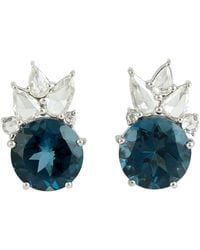 Artisan - London Topaz & Diamond Crown Stud Earrings - Lyst