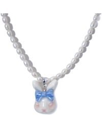 H2 Studio - Grumpy Bunny Bow Tie Freshwater Pearl Necklace - Lyst