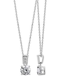 Diamonbliss - Embellished With Swarovski Plated Round Cut Solitaire Drop Pendant Necklace One And Halft Carat - Lyst