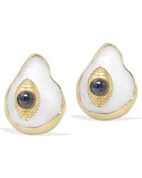 Vintouch Italy - The Eye-Plated Sapphire & Pearl Stud Earrings - Lyst