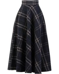 Nikka Place - Wool Tartan Floor Length Skirt With High Waist And Pockets - Lyst