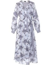Smart and Joy - Wrap Floral Midi Dress - Lyst