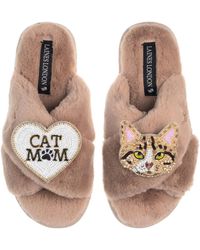 Laines London - Classic Laines Slippers With Cat Mum Mom & Tabby The Ginger Cat Brooches - Lyst