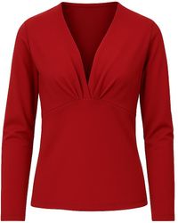 Conquista - Burgundy Viscose-Wool Long Sleeve Top - Lyst