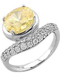 Arte Madrid - Sierra Pavé Contour Oval Solitaire Ring - Lyst