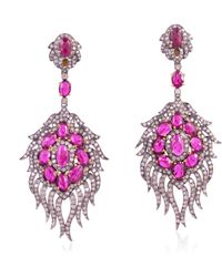 Artisan - Ruby Diamond 18k Gold Designer Dangle Earrings 925 Sterling Silver Jewelry - Lyst