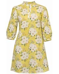 House of Gl - Vireya Cotton Notched Neck A-Line Mini Dress - Lyst