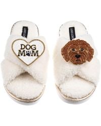 Laines London - Neutrals Boucle Slippers With Dog Mum/Mom & Apricot Cockapoo Brooches - Lyst