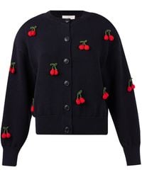 Peraluna - Cherry Hand Embroidered Cardigan - Lyst