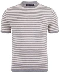 Paul James Knitwear - Ultra-Fine Cotton Miguel Knitted Breton T-Shirt - Lyst