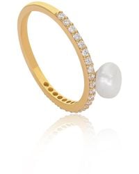 The Jewelz - Pearl Deco Ring - Lyst