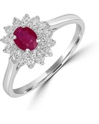 Artisan - Oval Ruby And Diamond Cluster Ring - Lyst