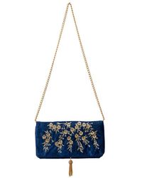 Artemis Muse - Japanese Blossoms Metallic Champagne & Embroidered Velvet Bag - Lyst