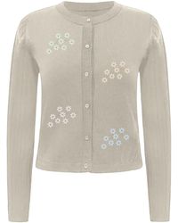 Roch Perel - Neutrals Flower Embroidered Cardigan - Lyst