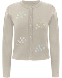 Roch Perel - Neutrals Flower Embroidered Cardigan - Lyst