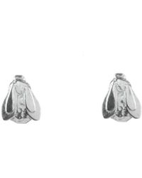 Lucy Flint Jewellery Tiny Bee Stud Earrings Sterling Silver - Metallic