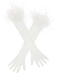 Miss Circle New York - Quinn Feather Trimmed Opera-Length Gloves - Lyst