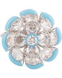 Artisan - Natural Rose Cut Diamond Enamel Cocktail Ring - Lyst