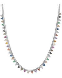 Spero London - Colourful Jewelled Triangle Sterling Station Necklace - Lyst