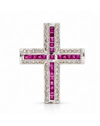 Artisan - 18K Ruby & Diamond Cross Pendant - Lyst