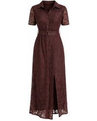 Girl In Mind - Tansy Short Sleeve Lace Shirt Dress - Lyst