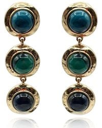 Michael Nash Jewelry - Violetta Three Stone And Malachite Resin Pierced Earrings - Lyst