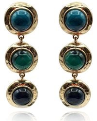 Michael Nash Jewelry - Flora Three Stone And Malachite Resin Pierced Earrings - Lyst