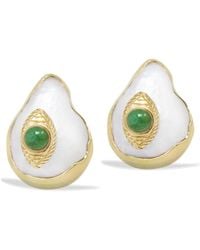 Vintouch Italy - The Eye-Plated Emerald & Pearl Stud Earrings - Lyst