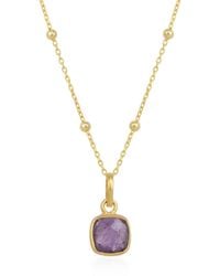 Spero London - Sterling Natural Square Pendant Necklace With Beaded Chain - Lyst