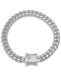 Steeltime - Stainless Steel 8Mm Miami Cuban Bracelet With Cz Box Clasp 8 Inch - Lyst