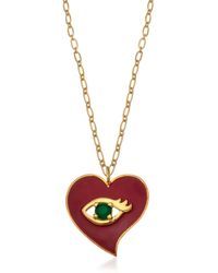 Milou Jewelry - Heart Pendant Necklace With Evil Eye - Lyst