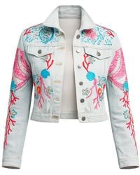 Tantra Spain Sl - Denim Jacket With Embroidered Butterfly Design And Sequins - Lyst