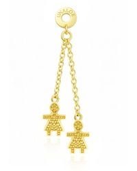 Unaloe - Plated Pavé Effect Double Chain Drop Earrings With Family Charms Jewelry - Lyst