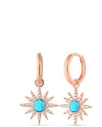 Spero London - Blue Opal Sun Drop Hoop Earring Sterling Silver - Lyst