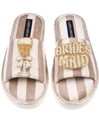 Laines London - Neutrals Flatform Stripe Open Toe Slippers With Bridesmaid Brooches - Lyst