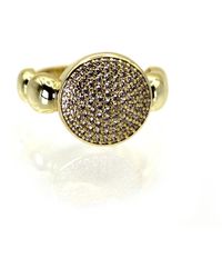 VicStoneNYC Fine Jewelry - Natural Diamond Pave Setting Signet Yellow Solid Ring - Lyst