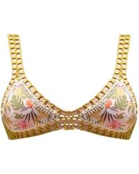 Luxsea Swimwear - Reversible Floral Print/Khaki Crochet Bikini Top - Lyst