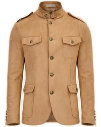 Ron Tomson - Neutrals Microsuede Lightweight Safari Jacket - Lyst