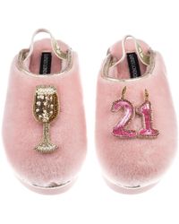 Laines London - Flatform Cloud Closed Toe Slippers With 21St Birthday & Champagne Glass Brooches - Lyst