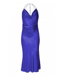 AGGI by HALEWSKI - Aurelia Satin Midi Slip Dress With Open Back - Lyst