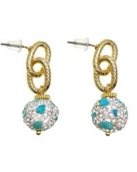Farra - Rhinestone Bordered Chain Simple Earrings - Lyst