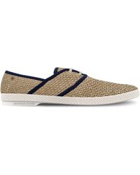 Rivieras - Neutrals Raffia Slip-On Loafer With Laces & Trim - Lyst