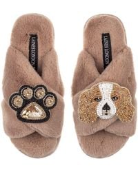 Laines London - Classic Laines Slippers With Lady The King Charles & Paw Brooches - Lyst