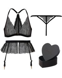 Tallulah Love - Midnight Rose Gift Set: Bralette, Suspender, Thong & Heart Box - Lyst