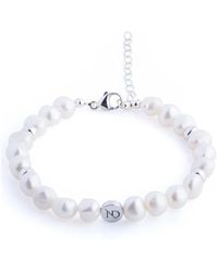 N'damus London - Nacre Sterling & Ivory Baroque Pearl Bracelet With Button - Lyst