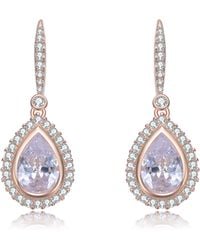 Genevive Jewelry - Rose Sterling Rose Plated With Clear Cubic Zirconia Accent Teardrop Dangle Earrings - Lyst