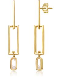 Genevive Jewelry - 14K Plated With Colored Cubic Zirconia Drop Earrings - Lyst