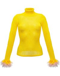Andreeva - Yellow Knit Turtleneck With Handmade Knit Details - Lyst